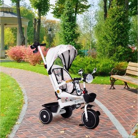 Detská trojkolka s otočným sedadlom a strieškou biela ECOTOYS