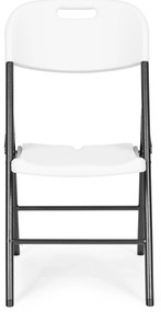ModernHome Sada 4 skladacích stoličiek, kovový rám HDPE - biela, ModernHome