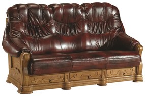 Kožená sedacia súprava Kevin - drevo D3 / tmavohnedá (S43)