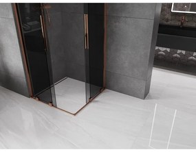 Mexen Velar Duo, sprchový kút s posuvnými dverami 90 x 90 cm, 8mm šedé sklo, ružové zlato, 871-090-090-42-60