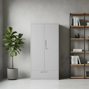 Modulárna kovová multifunkčná skriňa so zásuvkou sivá MEGAN 1850 x 900 x 400 mm