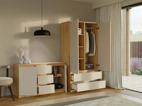 Šatní skříň Malwa SS-90 cm dub artisan/kašmír