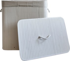 TRENDIE Bambusový kôš na prádlo 150l biely + DARČEK