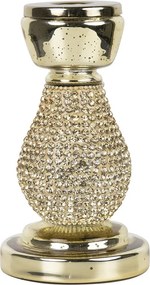 Zlatý sklenený svietnik s kamienkami Rhinestone gold M - 16 cm