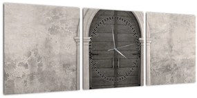 Obraz - Tajomné dvere (s hodinami) (90x30 cm)