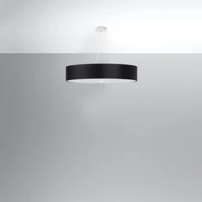 Závesné svietidlo Skala, 1x čierne textilné tienidlo, (biele sklo), (fi 80 cm)