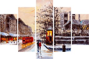 Obraz - Maľba zimného mesta (150x105 cm)