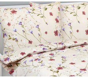 Bellatex Bavlnené obliečky Kvietok béžová, 140 x 200 cm, 70 x 90 cm