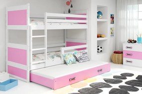 Detská poschodová posteľ s prístelkou RICO 3 | biela 80 x 190 cm Farba: Ružová
