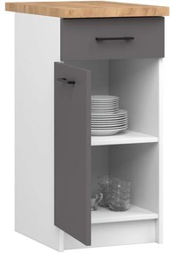 Spodná kuchynská skrinka s doskou OLIWIA S40 SZ1 biela / grafitová / sivá