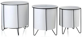 Sada 3 kvetináčov na stojane SWEN biela