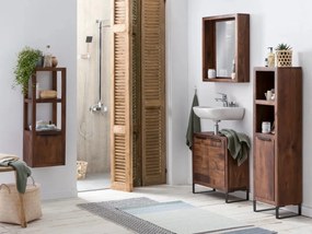 furniture-nabytek.cz - Masívna kúpeľňová vysoká skrinka Sydney z akácie, lakovaná, hnedá