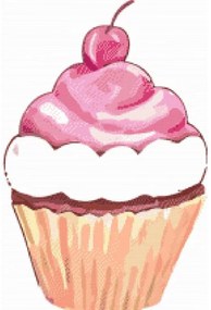 Gario Diamantové maľovanie Muffin s čerešničkou Rozmery: 40 x 60 cm, Rámovanie: Iba zrolované plátno, Diamanty: Štvorcové