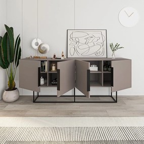 Sivo-béžová nízka komoda 200x80 cm Titan – Marckeric