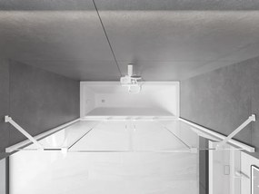 Mexen Velar Duo, vaňová zástena 2-krídlová s posuvnými dverami 190 x 150 cm, 8mm číre sklo, biely profil, 896-190-000-02-20