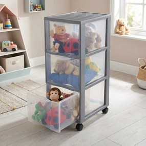 SUNDIS Úložný box s 3 zásuvkami, antracit, OFFICEMIX - MAXI , 3A