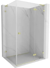 Mexen Lunar, L pravý výklopný sprchový kút 85 x 80 cm, 8mm číre sklo, zlatý kartáčovaný - 834L-085-080-55-00-P