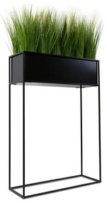 KOVOVÝ KVETINÁČ SO STOJANOM RECT 90X24X64 CM ČIERNA