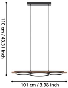 Eglo 99624-LED Stmievateľný luster BOYAL 2xLED/12,5W/230V+LED/15,5W hnedá/čierna