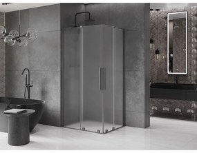 Mexen Velar L Duo, sprchový kút s posuvnými dverami 90 x 80 cm, 8mm sklo námraza, brúsený grafit, 871-090-080-02-33-66