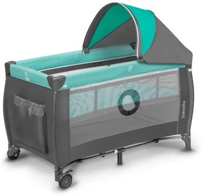 Lionelo - Cestovná postieľka SVEN PLUS šedá/tyrkysová