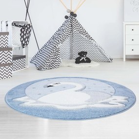 Dekorstudio Okrúhly detský koberec BEAUTY Modrá labuť Priemer koberca: 120cm