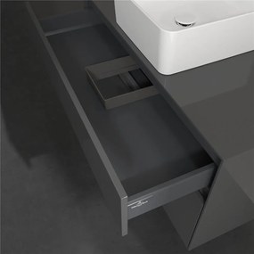 VILLEROY &amp; BOCH Collaro závesná skrinka pod umývadlo na dosku (umývadlo v strede), 2 zásuvky, 1000 x 500 x 548 mm, Glossy Grey, C03800FP