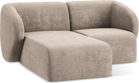 Svetlohnedá ženilková rohová pohovka (ľavý roh/s leňoškou) Lani – Makamii