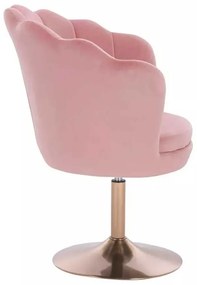 LuxuryForm DESIGN Kreslo FREY VELUR na zlatom tanieri - ružové
