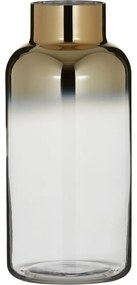 Ručne fúkaná sklenená váza v zlatej farbe Westwing Collection Uma, výška 35 cm