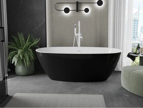 Mexen Eris, voľne stojaca vaňa 170 x 80 cm, biela-čierna, biely prepad, 53441708075-20