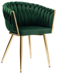 Jedálenská stolička COFTON zamatová, zlatá / tmavozelená