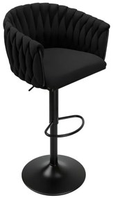 Barová stolička COFTON zamatová, čierna