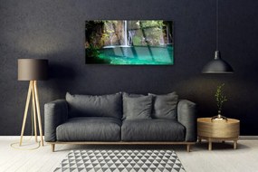 Obraz na akrylátovom skle Jazero vodopád príroda 100x50 cm