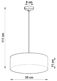Závesné svietidlo Arena, 1x sivé plastové tienidlo, (biely plast), (fi 35 cm)