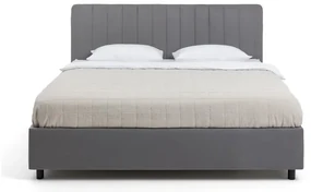 Sivá čalúnená dvojlôžková posteľ s úložným priestorom s matracom/s roštom 180x200 cm Myra Slim Line – Bonami Selection