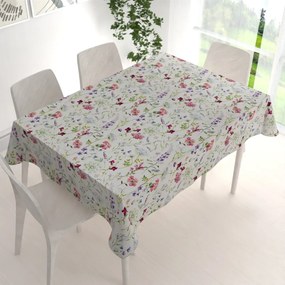 Biante Dekoračný obdĺžnikový obrus PML-098 Lúčne kvietky na smotanovom 60x100 cm