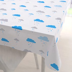 Biante Detský bavlnený obdĺžnikový obrus Sandra SA-325 Modro-sivé dažďové obláčiky 100x140 cm