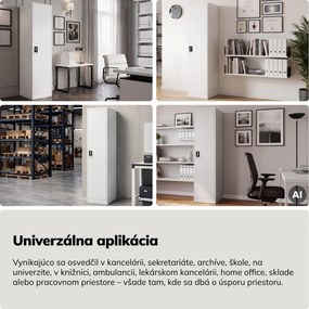 Skriňa na spisy kartotéková na kľúč biela, 450x1850x600 mm: ALEX D600