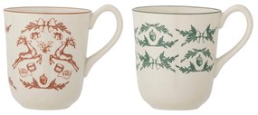 Krémové hrnčeky s vianočným motívom z kameniny v súprave 2 ks 300 ml Beth – Bloomingville