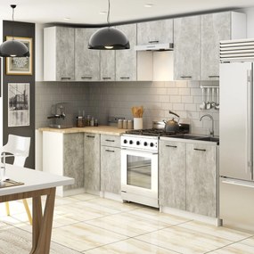 Rohová závesná kuchynská skrinka Olivia 60x72 cm biela/betón