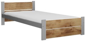 Posteľ IKAROS DOUBLE 90 x 200 cm, dub artisan/sivá Rošt: Bez roštu, Matrac: Bez matraca