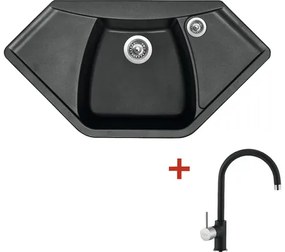 Granitový drez Sinks Naiky 980 s batériou Vitalia GR 510x980 mm čierny