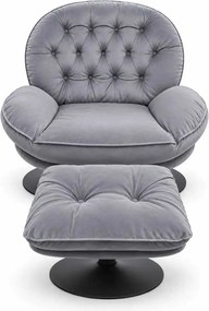 LuxuryForm DESIGN Otočné kreslo LUNA s podnožkou - sivé