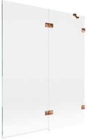 Mexen Lunar, 2-krídlová vaňová zástena pravá 140 x 150 cm, číre sklo, ružové zlato, 897-140-100-60-00-P