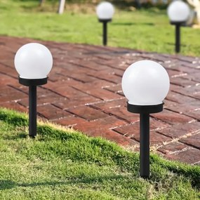 SADA 4 solárnych záhradných lámp, LED, BIELA, 10 cm, vodotesná, IP44