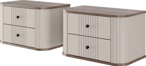 Nočné stolíky na stenu Vespera 56 cm - 2 ks - kašmírová / orech / čierna