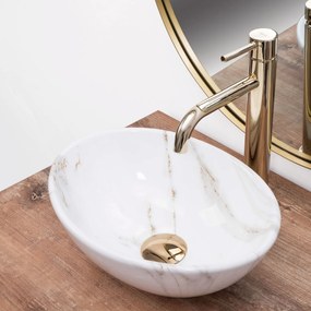 Rea Sofia mini Shiny Aiax, keramické umývadlo na dosku 35x26 cm, imitácia kameňa Aiax, REA-U8014