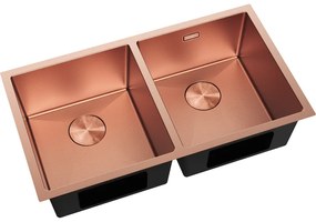 Mexen Binox, 2-komorový nerezový drez 800 x 450 mm, brúsená meď, vzor voština, 6421802000-65HC