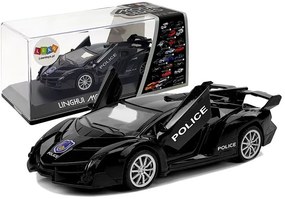 LEAN TOYS Športové auto so zotrvačníkom a zvukom - policajné, čierne